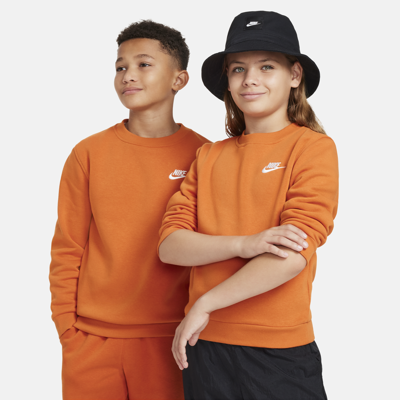 Nike Sportswear Club Fleece Big Kids' Sweatshirt In Orange