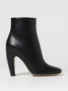 Bottega Veneta Leather Pompei Booties With Inner Zip 11cm In Black