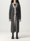 Twinset Contrast-trim Longline Cardigan In Black