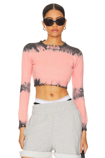 Superdown Narelle Crop Sweater In Black & Pink
