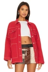 Superdown Davey Denim Jacket In Brick Red
