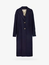 Golden Goose Heraldic Buttons Single-breasted Cocoon Coat In Blue