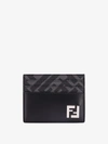 Fendi Ff Squared Card Holder In Black