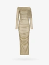 Dolce & Gabbana Lurex Longuette Midi Dress With Detachable Sleeve In Gold