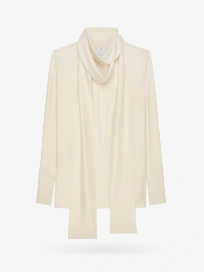Givenchy Silk Shirt With Bow Detail In Beige