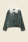 Dorothee Schumacher Biker Jacket With Removable Teddy Collar In Multi Colour