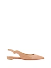 Christian Louboutin Block Heel Pointed Toe Calf Leather Ballerina In Nude/lin Nude