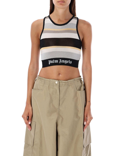 Palm Angels Striped Lurex-detailing Crop Top In Multi