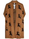 Burberry Equestrian Knight Knitted Poncho In Beige