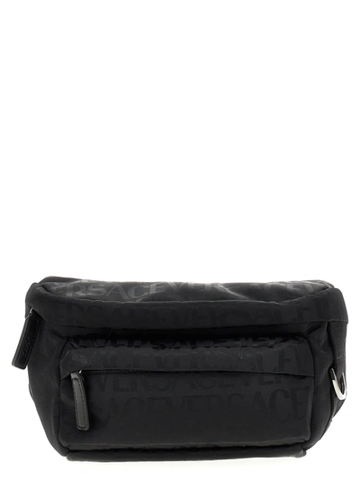 Versace Logo Belt Bag In Black