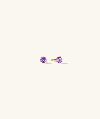 Mejuri Gemstone Mini Studs Amethyst In Yellow