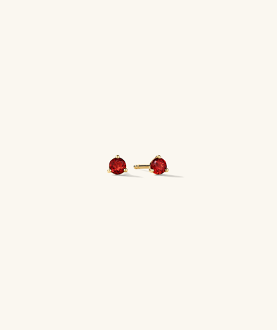 Mejuri Gemstone Mini Studs Garnet In Yellow