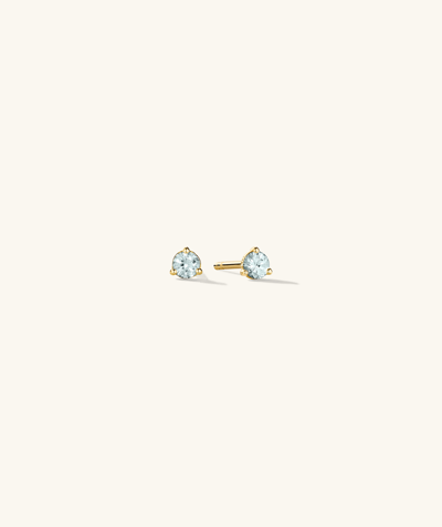 Mejuri Gemstone Mini Studs Aquamarine In Yellow