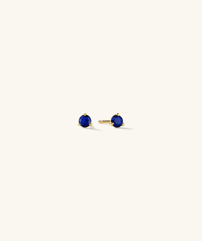 Mejuri Gemstone Mini Studs Blue Sapphire In Yellow