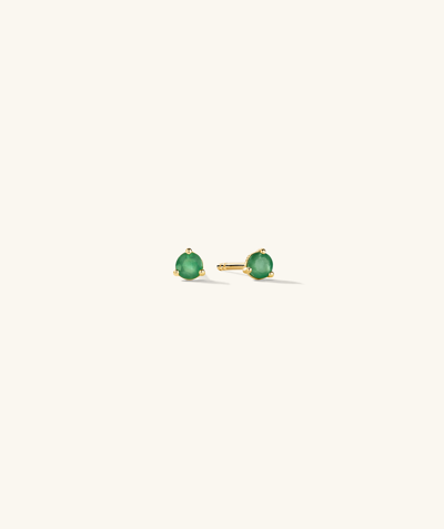 Mejuri Gemstone Mini Studs Emerald In Yellow