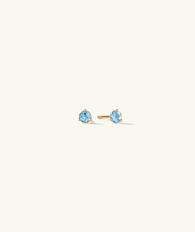 Mejuri Gemstone Mini Studs Blue Topaz In Yellow