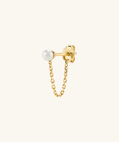 Mejuri Single Pearl Chain Stud In Yellow