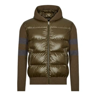 Moncler Knitted Down Hoodie In Green