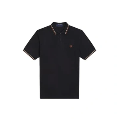 Fred Perry Reissues Original Twin Tipped Polo Black / Oatmeal / Whisky Brown