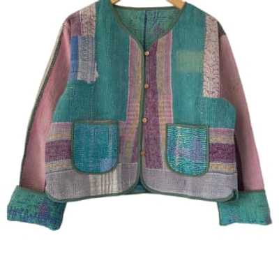 Behotribe  &  Nekewlam Jacket Reversable Vintage Kantha Cotton Pastel Patchwork