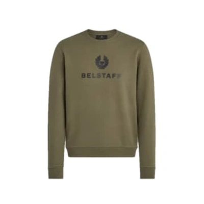 Belstaff Signature Crewneck Sweatshirt True Olive In Green