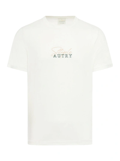 Autry Logo-embroidered Cotton T-shirt In White
