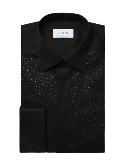 Eton Men's Contemporary-fit Twill Formal Shirt With Swarovski Crystals In Black
