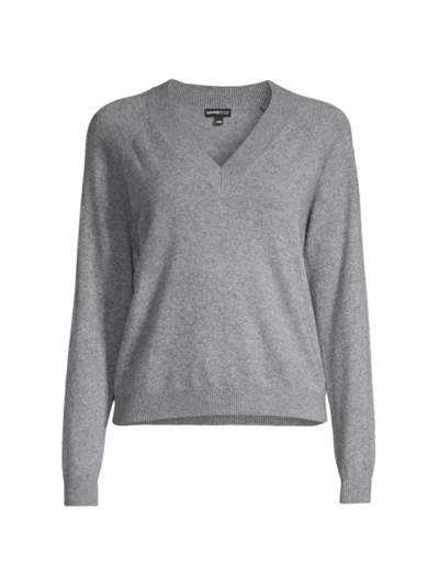 Minnie Rose Women's V-neck Cashmere Sweater In Grey Shadow