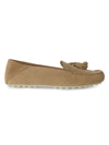 Loro Piana Suede Tassel Moccasin Loafers In Cashew_butter