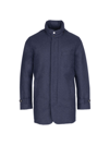 Norwegian Wool Men's Waterproof Heathered Wool Car Coat In French Blue