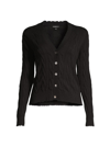 Minnie Rose Women's Cable-knit Cardigan In Black