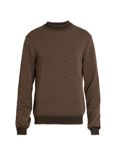 Balmain Brown Monogram Jacquard Wool Sweater