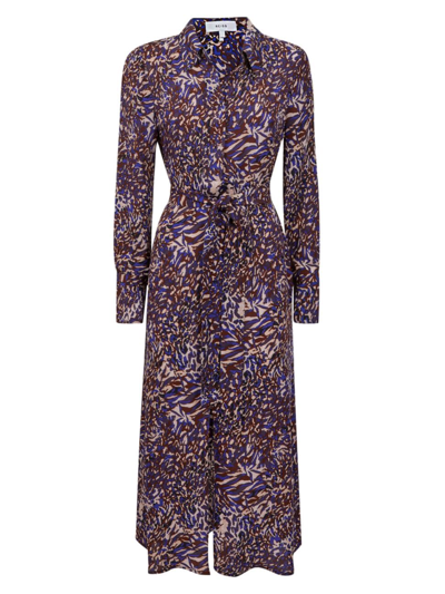 Reiss Women's Tabitha Belted Animal-print Twist-front Shirtdress In Blue