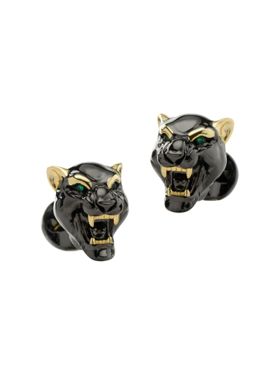 Cufflinks, Inc Men's Ox And Bull Trading Co. Black Panther Sterling Silver Embellished Cufflinks