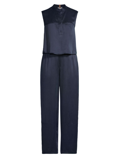 Lunya Women's Washable Silk Tank & Shaped Pants Pajama Set In Deep Blue