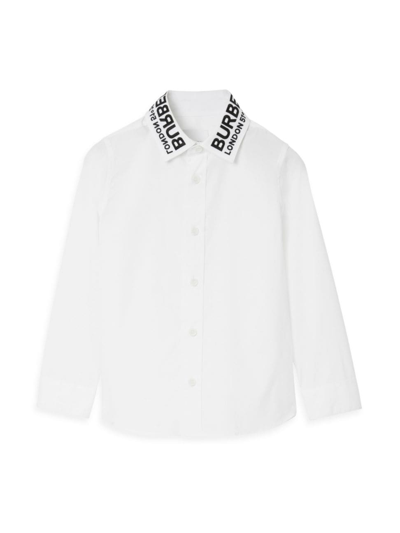 Burberry Kids' Baby Boy's, Little Boy's & Boy's Logo Embroidered Collar Poplin Shirt In White