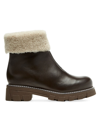 La Canadienne Abba Suede Shearling Waterproof Booties In Brunette