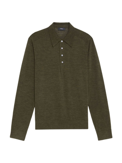 Theory Regal Merino Polo Jumper In Uniform Melange