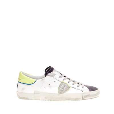 Philippe Model Leather White Fluo Grey Paris Sneakers In Blanco