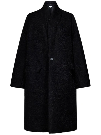 Maison Margiela Oversized Cotton Blend Jacquard Coat In Black