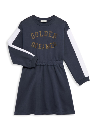 Golden Goose Kids' Little Girl's & Girl's Dreamer Crewneck Sweatshirt Dress In Sea Storm Artic Wolf