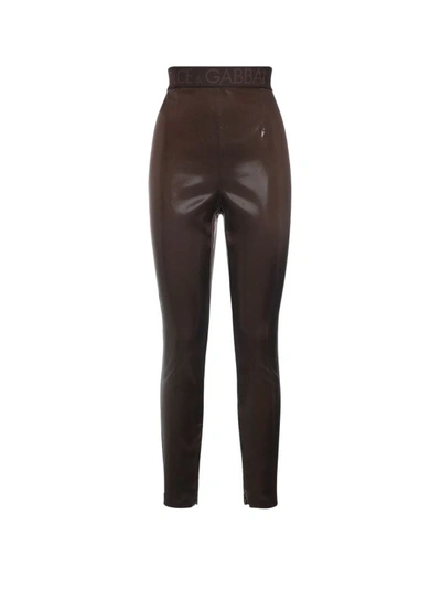 Dolce & Gabbana Brown Leggings With Logo Detail