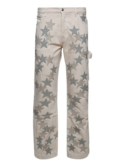 Amiri Star-print Straight-leg Trousers In Neutrals