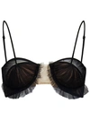 NENSI DOJAKA BLACK TRANSPARENT TULLE AND SILK BLEND GEORGETTE BRA