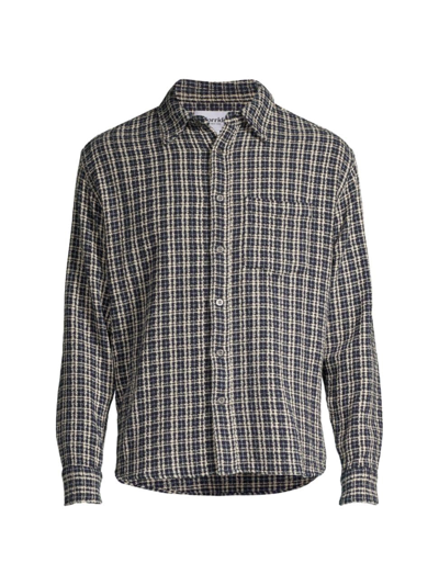 Corridor Reverse Tweed Snow Check Cotton Check Shirt Jacket In Blue