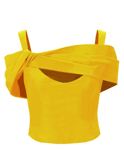 Gemy Maalouf Taffeta Corset And Wide Skirt Set - Sets In Yellow