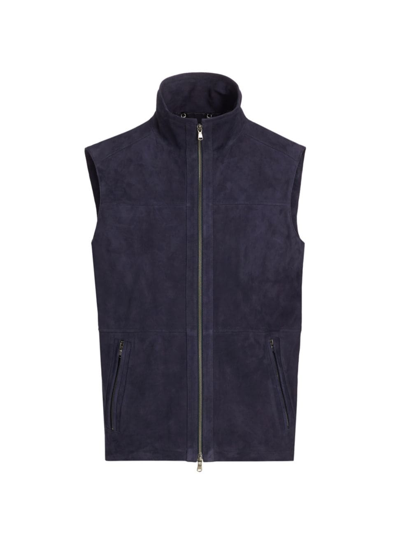 Saks Fifth Avenue Men's Collection Suede Bonded Vest In Navy Blazer