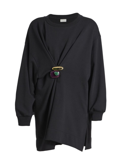 Dries Van Noten Women's Halka Oversized Pin-embellished Sweater In Black
