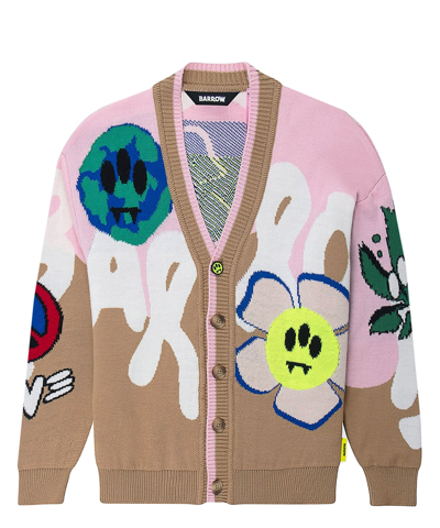 Barrow Printed Wool Cardigan In Denim