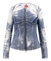 Diesel Milly Denim Fitted Jacket With Zip In Blue